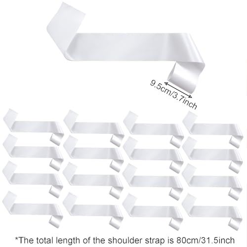 Yolyoo 16Pcs White Blank Satin Sashes Party Accessories DIY Design for Wedding Halloween Party Graduation and Beauty Pageant - Thumbnail 2