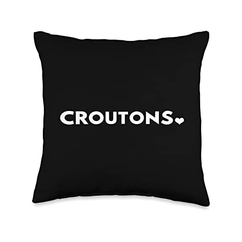 Sharper Essentials, LLC Love Croutons Simple and Cute Rebaked Bread Cubes Throw Pillow, 16x16, Multicolor Cover
