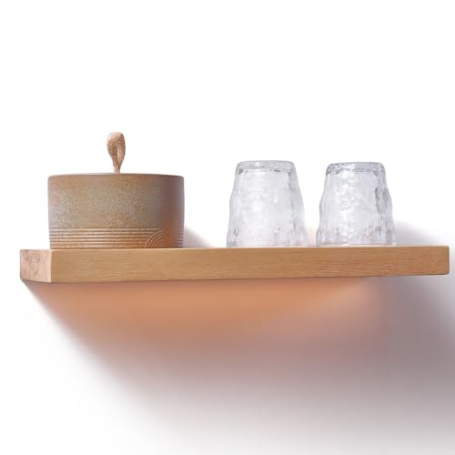 Ou Jia Feng Solid Wood Floating Shelves Natural Wooden Showcase