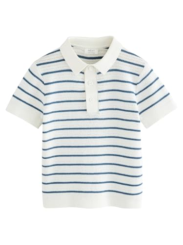 NEXT Strick-Poloshirt mit Knopfdetail 100% Baumwolle Navy Blue/White 12 Monate