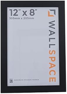 Wall Space 12x8 Black Frame | Black 12x8 Picture Frame | Solid Wood 8x12 Frames | 12 x 8 inch | Wooden Black 8x12 Photo Frames with REAL GLASS | 8x12 Black Frame | Black 12x8 Frame | 12 x 8 Frame