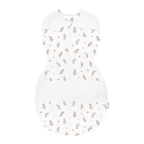 Image of Happiest Baby Sleepea 5-Second Swaddle - 100% Organic Cotton Baby Swaddle Blanket - Doctor Designed Promotes Healthy Hip Development (Ivory Wildflowers, Medium)