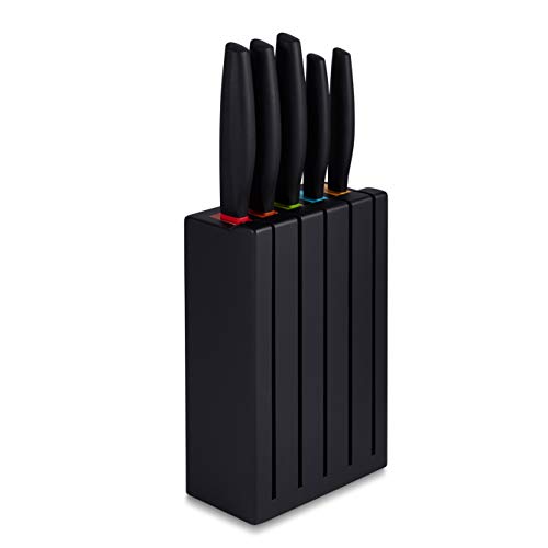 Tower-T851034BLK-5-Piece-Knife-Set-with-Paring-KnifeUtility-KnifeSlicing-KnifeBread-KnifeChef-Knife-and-Wooden-Block-Black