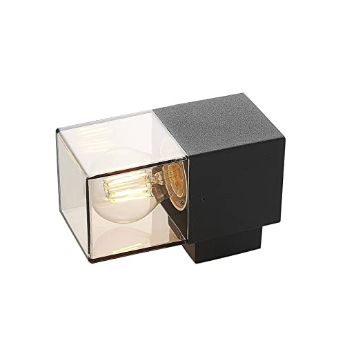 Preisvergleich Produktbild Lucande Wandleuchte außen 'Keke' (spritzwassergeschützt) (Modern) in Schwarz aus Aluminium (1 flammig, E27) - Außenwandleuchten, Wandlampe, Led Außenlampe, Outdoor Wandlampe für Außenwand / Hauswand
