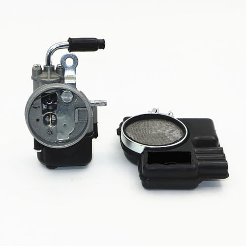 Carburateur SHA 12/12 avec Filtre à Air pour Scooters Piaggio Vespa Ciao, Peugeot 103, MBK51, Tomas, Gris Métallique et Noir