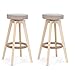 ZJF Obrotowe stołki barowe zestaw 2 - mechaniczne podnoszenie śrub, lite drewno krzesło kuchenne z wyściełanym siedziskiem z tkaniny, taborety z regulacją wysokości (kolor: Khaki, rozmiar: Ramka w kolorze drewna drzewnego)