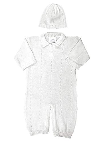 Baby's Trousseau Unisex Detailed Knit Romper w/Hat (3 Months) White