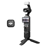 DJI Osmo Pocket 4 Combo Creator, fotocamera stabilizzata tascabile per vlog, CMOS da 1″ e 4K/240fps, stabilizzazione a tre assi, zoom senza perdita 2×, 107 GB di memoria integrata, Trasmettitore Mic 3