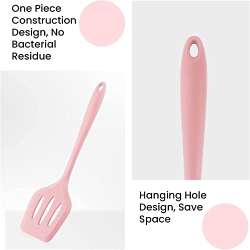 Image of Baskety Silicone Turner Spatula /Slotted Spatula, High Heat Resistant to 480F, Hygienic One Piece Design, Non Stick Rubber Kitchen Utensil for Fish, Eggs, Pancakes, Wok Pink Pack of 2