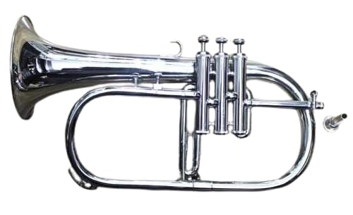 Queen Brass Flugelhorn and Bb Trumpet Set Chrome Finish with 7C and 3C Mouthpieces and Hard Case for Beginners Students and Jazz Brass Ensemble Players