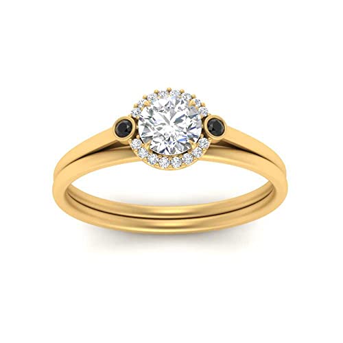 Bague diamants halo chic plaqué or jaune intemporel pour une élégance raffinée