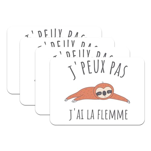 Set de table blanc dessous caoutchouc lavable protection grand format lot de 4 - 2