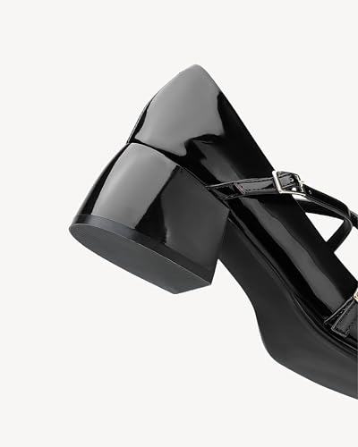Women's Mary Jane Shoes Chunky Block Heel Wedding Dress Shoes for Women Low Heels Close Square Toe Pumps4