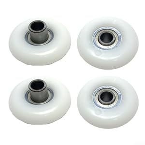 Rowing-Machine Seat Wheels 43mm with Bearings for Fitness Equipment, Compatible with Exercise Bikes, 4 Pack, White