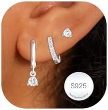 AVOTTO 3 Paar Ohrringe Ohrstecker Silber für Damen Schmuck Geschenk | Ohrringe Silber für Damen Schmuck Geschenk Silber Silver Earrings