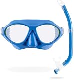 Cressi C/Set Moon Kid & Top Colorama Kit de Snorkeling, Unisex niños, Azul Claro/Verde Lime, Uni