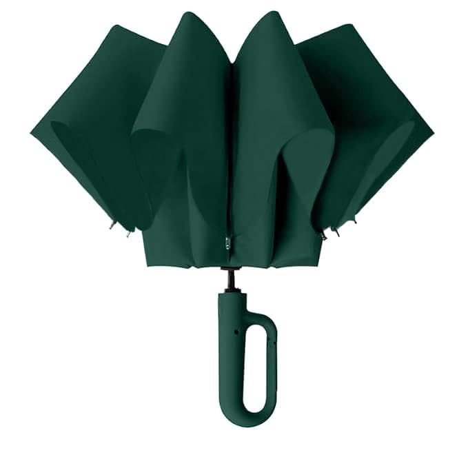 Image of TEKCOOL UV Umbrella with Novelty Carabiner Handle, Travel Umbrellas for Rain and Sun Windproof Compact, Automatic Open Close, 8 Ribs, Portable Umbrella for Men and Women(Green)