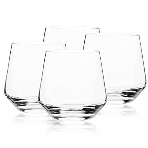 Whiskey Glass Set of 4-14oz, Old Fashioned Glass - Lead Free Hand Blown