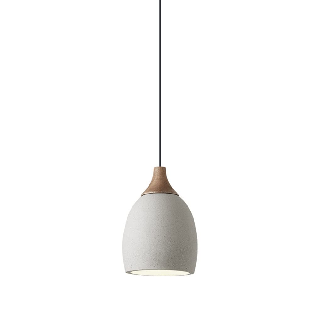 Lustre industriel en bois massif et béton pour chambre raffinée