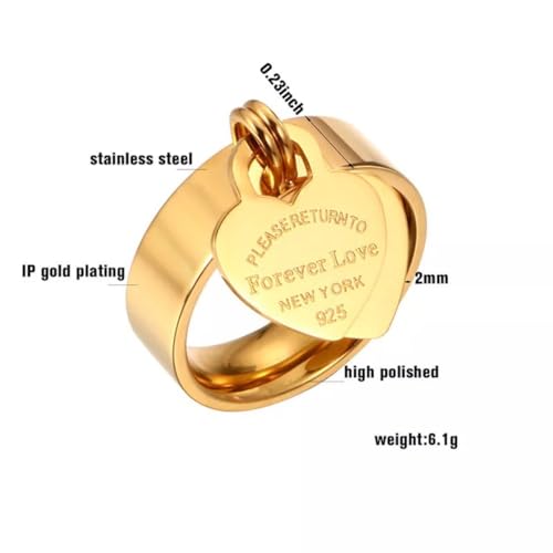 Rings with Heart for Girlfriend,Forever Love 6mm Heart Dangle Ring Graducation Gift 18k Gold Plated Rings for Sister Daughter Mom Friend Ring Jewelry3