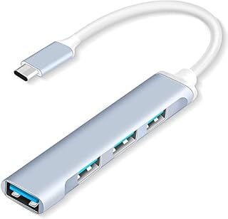 Hulier USB C Hub Multiport Adapter, 2.0 3.0 4 in 1 Type 3.1 Splitter Adapter OTG Compatible with Windows10/8/7/vista/XP/MacBook/Pro/Air/MateBook/Notebook/Phones, silver