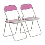 Harbour Housewares Padded Folding Chairs - Pink - Pack of 2 - Easy Store Metal Frame Foldable Desk Chair for Office, Dining, Kitchen