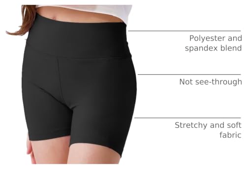 Image of 3 Pack Girls 4'' High Waisted Biker Shorts, Athletic Yoga Shorts | Easy to change & wash, Machine Washable, Buttery Soft Stretchy Fabric, Squat Proof, Non-See-Through, Size Kids & Teens
