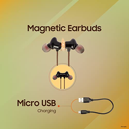 Image of Croma Bluetooth Neckband with bluetooth 5.0 for stable connectivity, metallic earbuds, voice assistant function, playtime up to 15 hrs, Built in mic, HQ microphone with 10mm driver dia (12 Months Warranty) (CREEH2005sBTNB, Brown)