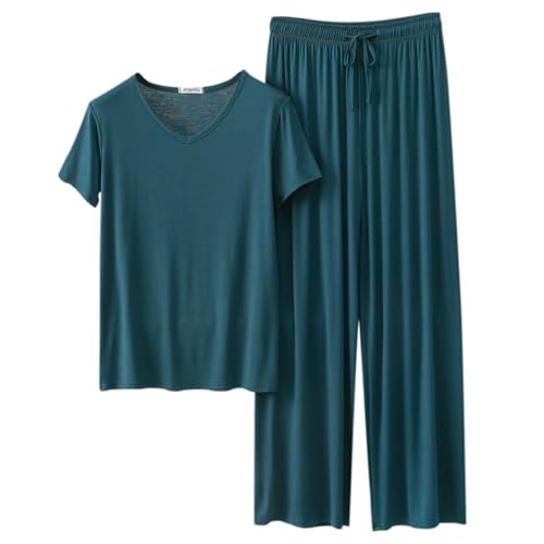 Pyjama ample femme 2 pièces avec t-shirt manches courtes et pantalon large