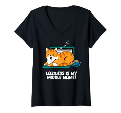 Womens Laziness is My Middle Name V-Neck T-Shirt