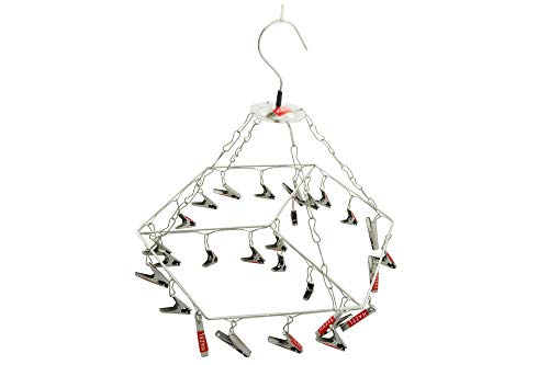 Image of HAZEL Cloth Hanger for Drying Clothes | Hanger for Clothes Hanging, 24 Clips | Stainless Steel Clip for Clothes | Hexagonal Kids Clothes Clips for Easy Clothes Drying, 1 Count