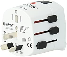 SKROSS World Travel Adapter Pro Light from EU to over 100 countries Suitable for 2-Pole and 3-pole plugs
