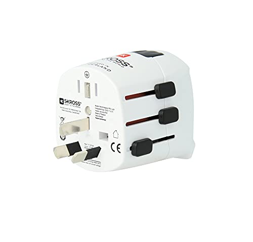 Foto von SKROSS PRO Light: 3-Pol-Reiseadapter für Reisende aus Europa (Schuko-Standard) mit patentiertem Länderschiebersystem für Reisen in über 100 Länder (USA, UK, Australien, China, …), weiß
