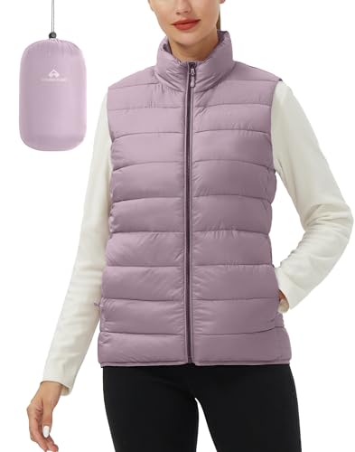 Pioneer Camp Damen Weste Leicht Stehkragen Steppweste Winter Ärmellos Warm Winterweste mit Reissverschluss und Taschen Grau Lila M