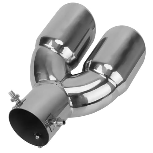 dzstnbhd Punta Silenciador Accesorios Universales para Automóviles Silenciador De Coche Tubo De Escape De Doble Salida Embellecedor De Acero Inoxidable Cromado De 63mm Accesorios Auto