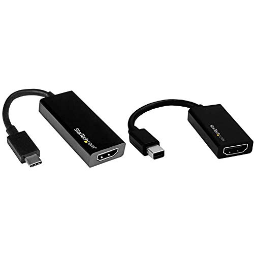 StarTech.com USB-C to HDMI Video Adapter Converter - 4K 30Hz - Thunderbolt 3 Compatible - USB 3.1 Type-C to HDMI Monitor Travel Dongle Black (CDP2HD) & Mini DisplayPort to HDMI Adapter
