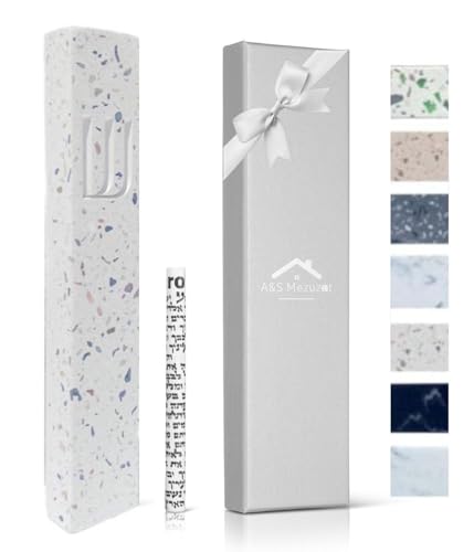 A&S Mezuzot A&S Modern Stone Mezuzah Case Design, Mezuza Cover for Scroll Protection, Easy Peel and Stick Houswarming Gift and Home Blessing
