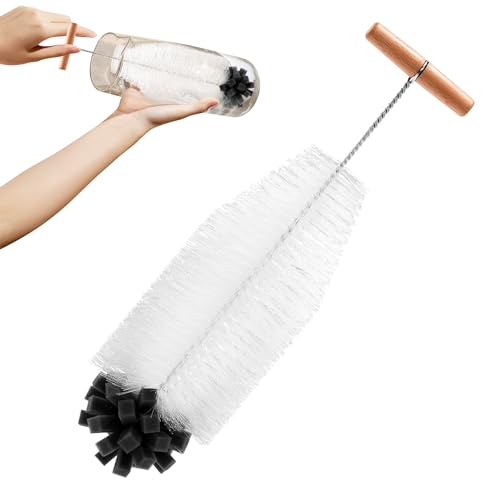 Cepillo Botellas Bottle Brush Long Limpiador de Water Bottle de Cristal Limpia Botellas por Dentro para Cleaner Largo Cuello Estrecho Varias Botellas sin Arañazos Cabezal de Cepillo Suave con Esponja
