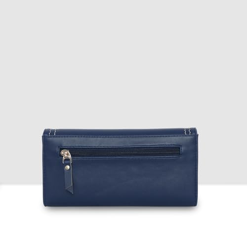 Image of ESBEDA Blue Color Classic Stitch Wallet For Women