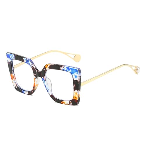 Lunettes de lecture carrées surdimensionnées femmes lunettes loupes tendance fleur bleue