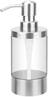 Soap Dispenser Stainless Steel Hand Liquid Soap Clear Acrylic Bottle Washing Up Liquid Dispenser Holder for Kitchen, Bathroom, Toilet, Shopping Mall, Hotel 250ml