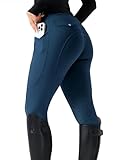 FitsT4 Sports Reithose Damen Reitleggings Silikon Vollbesatz Reithose Stretch Reiten Hosen Sommer mit 3 Seitentaschen und Gürtelschlaufen