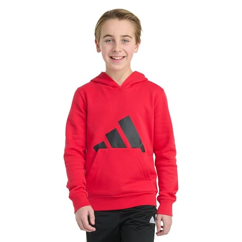 adidas Boys' Long Sleeve Essential Big Logo Fleece Pullover Hoodie
