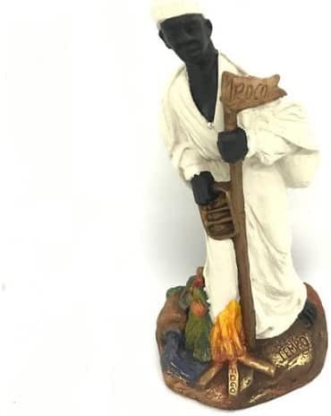 Escultura de Iroko Orixa Tempo con acabados artesanales en resina premium de 25cm
