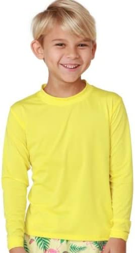INGEAR Boys' Swim Shirt UPF Boys Sun Shirts Boys' Long Sleeve Rash Guard (Yellow, X-Large)