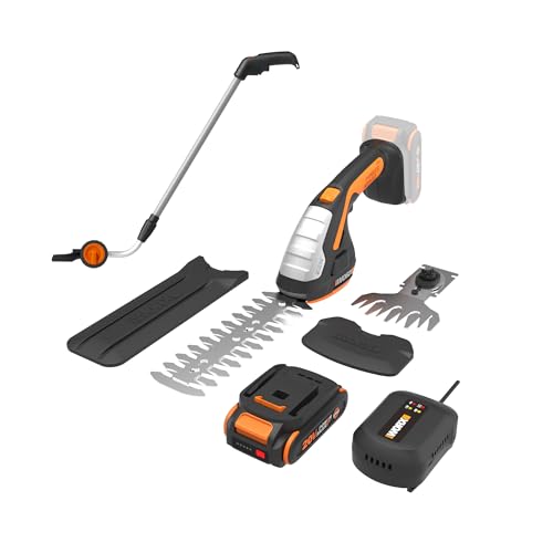 WORX 2 in 1 Cordless Hedge Trimmer 20V 4 Grass Shear & 8 Shrub Trimmer Weighs Only 2 lbs Extension Pole Included PowerShare