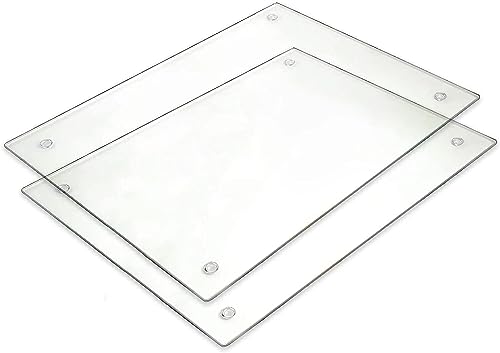 Tamu Tamu Glass Chopping Board - Worktop Saver Kitchen Cutting Board 40x30cm - Clear - Tempered - Pack of 2