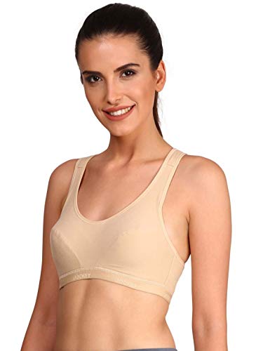 Image of Jockey 1378 Women Wirefree Padded Super Combed Cotton Elastane Stretch Full Coverage Racerback Active Bra with StayFresh and Moisture Move Treatment