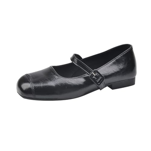 Women's Fashionable Solid Color Square Toe Mary Jane Shoes, Casual Comfortable Brown Buckle Design Shoes for Daily Wear, All Match for Daily Wear
