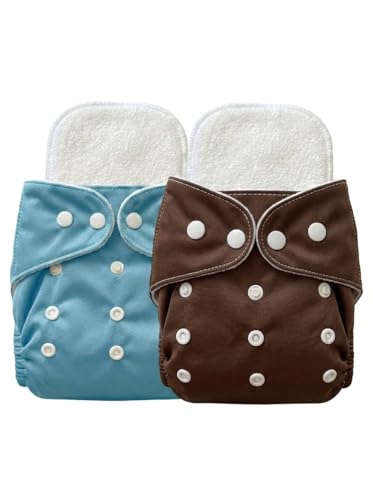 Image of Reusable Cloth Diaper for Babies | Washable Baby Cloth Diaper with Absorbent Insert | Leak Proof Adjustable Free Size Pocket Diaper 3M -3Years | Eco Friendly Reusable Baby Diaper (2, Blue Brown, One Size)